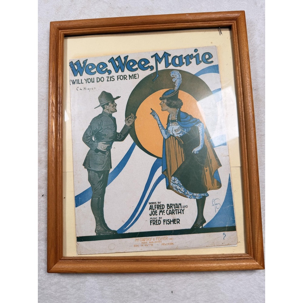 Vintage Wee Wee Marie Will You Do Zis For Me Piano Vocal Sheet Music Framed USA